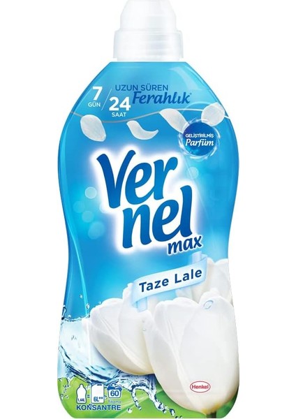 Vernel Max Taze Lale Kokulu 60 Yıkama Konsantre Çamaşır Yumuşatıcısı (1 x 1440 Ml)