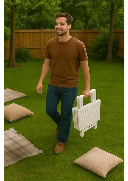 Ev Bahçe Plastik Katlanabilir Piknik Masası Beyaz fırsatları