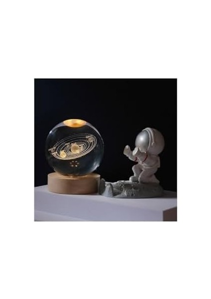 Cam Gece Lambası Küre Renk Değiştiren LED Işıklı Dekoratif Hediyelik (Gezegenler) fiyatları