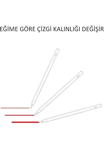 Pad 6 Ile Uyumlu Eğime Göre Çizgi Kalınlığı Değişen Şarjlı Dokunmatik Ekran Kalemi Stylus Pen modelleri