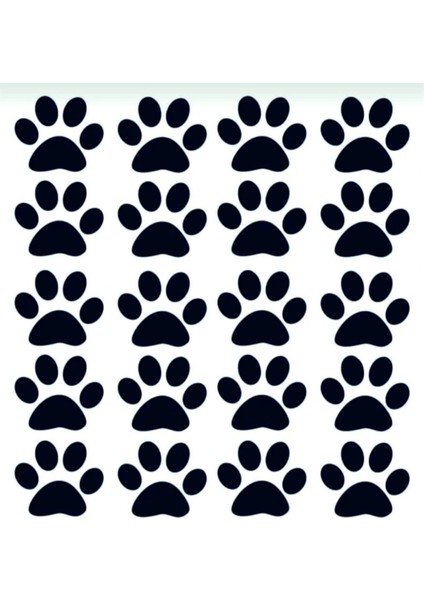 Araba Sticker Kedi Pati 20 Adet Pati Siyah 5 cm