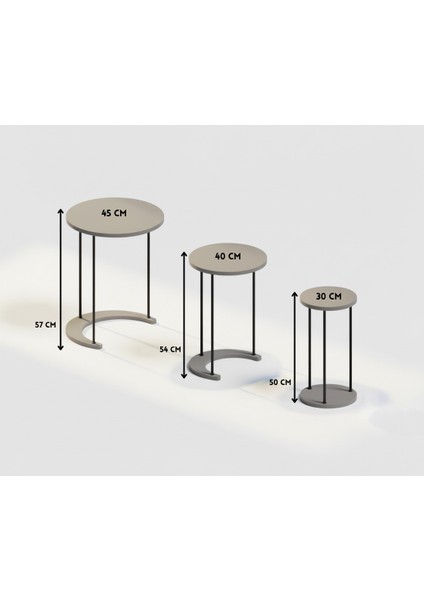Ay 3’lü Yuvarlak Zigon Sehpa Seti – Modern Metal Ayaklı, Şık Yan & Orta Sehpa,c Zigon fırsatları