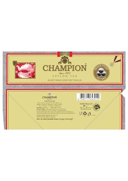 Champion-Demlik Poşet 48 x 3,2 gr fiyatları