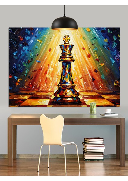 Siyah Beyaz Satranç Taşı Dekoratif Kanvas - Mdf Ahşap Tablo