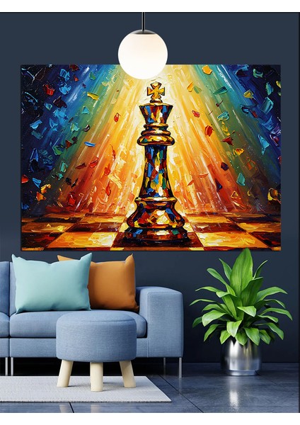 Siyah Beyaz Satranç Taşı Dekoratif Kanvas - Mdf Ahşap Tablo fiyatları