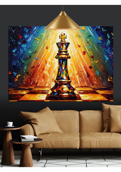 Siyah Beyaz Satranç Taşı Dekoratif Kanvas - Mdf Ahşap Tablo modelleri