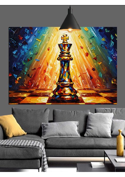 Siyah Beyaz Satranç Taşı Dekoratif Kanvas - Mdf Ahşap Tablo fırsatları