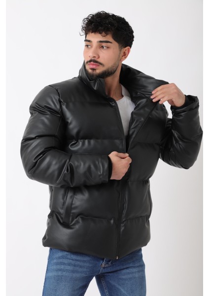 Geniş Dikişli Suni Deri Şişme Mont Pldp 3020_50482 fiyatları