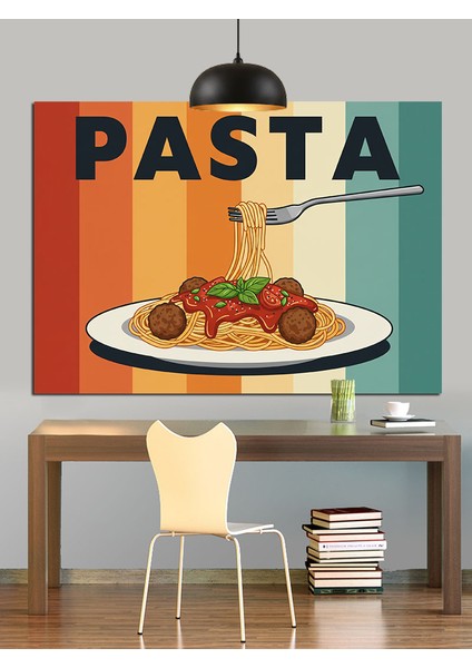 Köfteli Makarna Retro Poster Dekoratif Kanvas - Mdf Ahşap Tablo fiyatları
