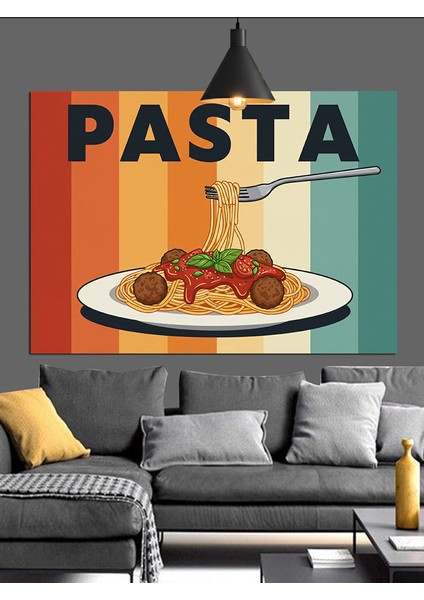Köfteli Makarna Retro Poster Dekoratif Kanvas - Mdf Ahşap Tablo indirimleri