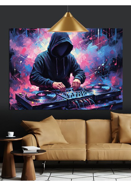 Kapüşonlu Adam Müzik Dj Dekoratif Kanvas - Mdf Ahşap Tablo modelleri