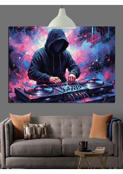 Kapüşonlu Adam Müzik Dj Dekoratif Kanvas - Mdf Ahşap Tablo indirimleri