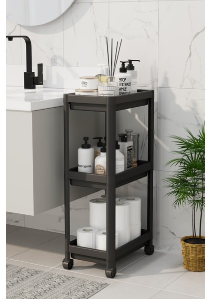 Peggy 3 Katlı Tekerlekli Raf Ünitesi –çok Amaçlı Mutfak Erzak Banyo Raf Ünitesi Tekerlekli Organizer