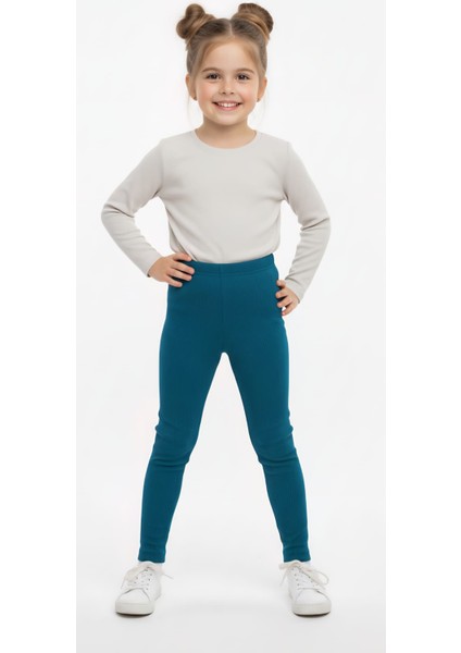 Kız Çocuk Pamuklu Likralı Şardonlu Mevsimlik Tayt