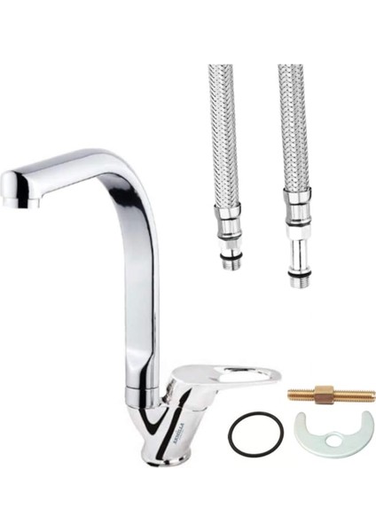 Lavabo Bataryası Sıcak Soğuk Çift Su Girişli Paslanmaz Pirinç Malzeme