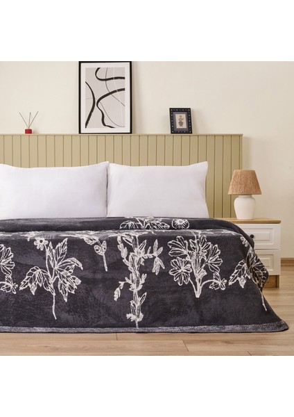 Soft Davi Pamuklu Çift Kişilik Battaniye - Ekru / Antrasit - 200X220 cm fiyatları