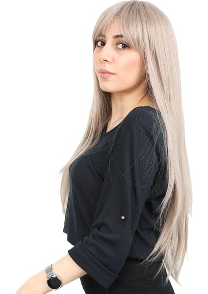 Fiber Sentetik Uzun Düz Kahküllü Peruk - Küllü Bebek Sarı fırsatları