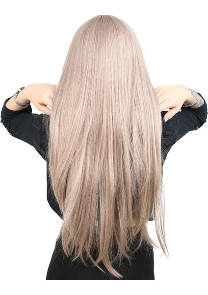 Fiber Sentetik Uzun Düz Kahküllü Peruk - Küllü Bebek Sarı indirimleri