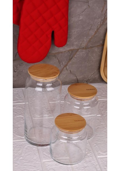 Zone - 3'lü Cam Saklama Kabı 600 ML-800 ML-1300 ML Vakumlu Bambu Kapaklı fiyatları
