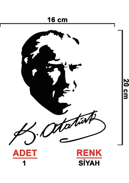 Atatürk Imza Sticker - Atatürk Sticker - Oto Sticker - Araba Sticker - Araç Sticker - 16CM x 20CM fiyatları