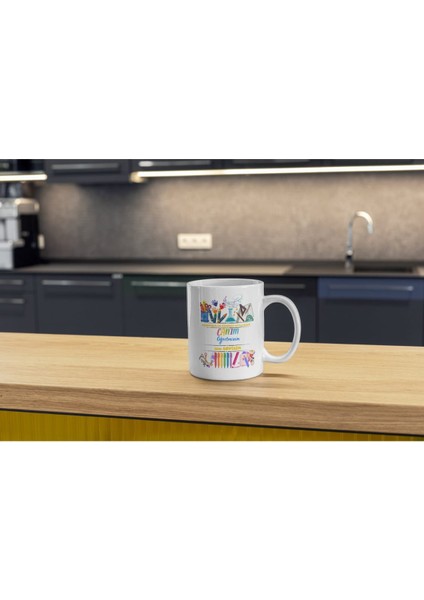 Beyaz Porselen Kişiye Özel Öğretmenler Günü( Canım Öğretmenim) Baskılı Kulplu Porselen Kupa Bardak 330 ml modelleri