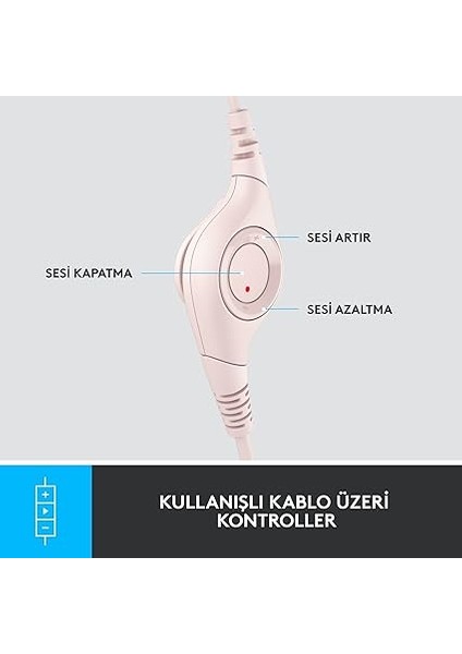 H390 Kablolu Kulak Üstü Mikrofonlu Kulaklık, Dijital Stereo Ses, Katlanabilir Gürültü Önleyici Mikrofon, Kablo Üzeri Denetimler, Pembe fırsatları