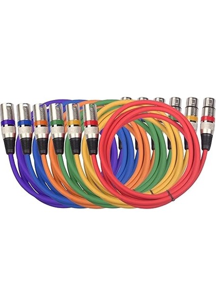 6 Adet 1.5m Xlr Kablo Seti Renkli Mikrofon Kabloları Dmx Sahne Işık Kablosu 3-Pin Erkekten Kadına Karıştırma Spot Işığı Sahne Par Işık Mikrofon Mikser