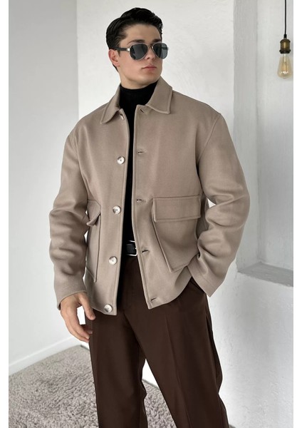 Düğmeli Cep Detaylı Erkek Kaşe Kaban P-00018810 modelleri