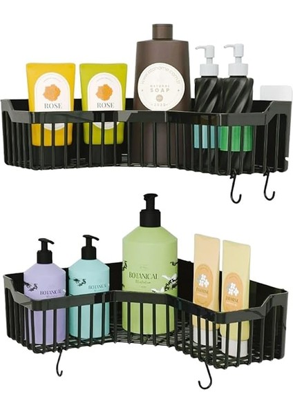 Home Banyor Köşelik Yapışkanlı Banyo Rafı, 2'li Banyo Düzenleyici, Duş Rafı Organizer Şampuanlık, Plastik fırsatları
