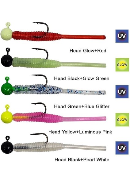 Hook Worm Jighead+Lrf Silikonu 1gr+4.5cm 5 Adet fiyatları