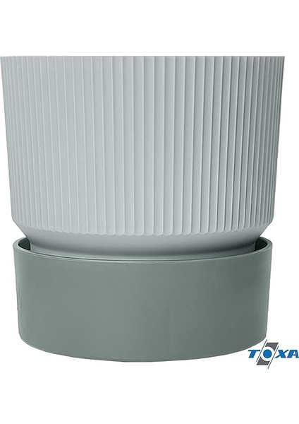 2 Adet Ixora Saksı Dekoratif Tabaklı Drenajlı Çiçek Saksısı (Gri, 2 Litre) modelleri