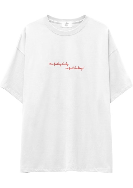 Feeling Lucky Oversize Tişört - Beyaz fiyatları