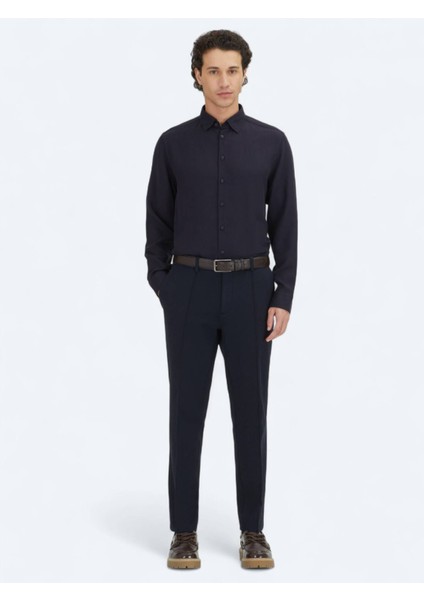 Lacivert Regular Fit Dokuma Casual Gömlek fiyatları