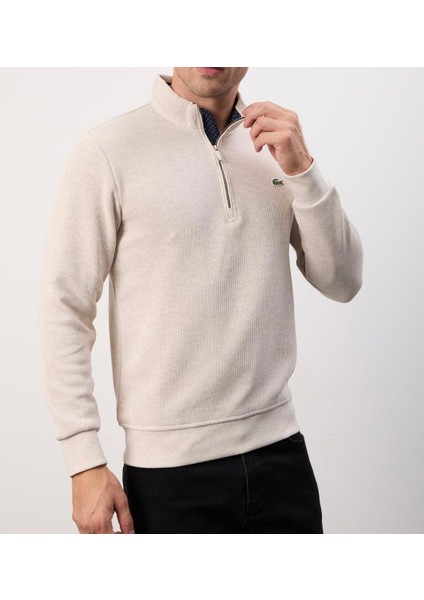 Fermuar Yaka Bej Dar Kesim Erkek Triko fırsatları