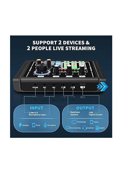 Ses Kartı Youtube Kick Podcast ve Yayıncı, Ses Kartı, Dj Mikser, Taşınabilir Podcast Prodüksiyon Stüdyosu, Canlı Yayın, Kayıt, Oyun Için Kondenser Ses Kartlı Mikrofon Mikseri P800-KD8 indirimleri