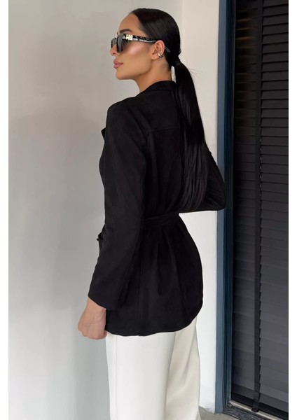 Kadın Kruvaze Yaka Ön Düğmeli Bel Kuşaklı Ceket P-00018890 modelleri