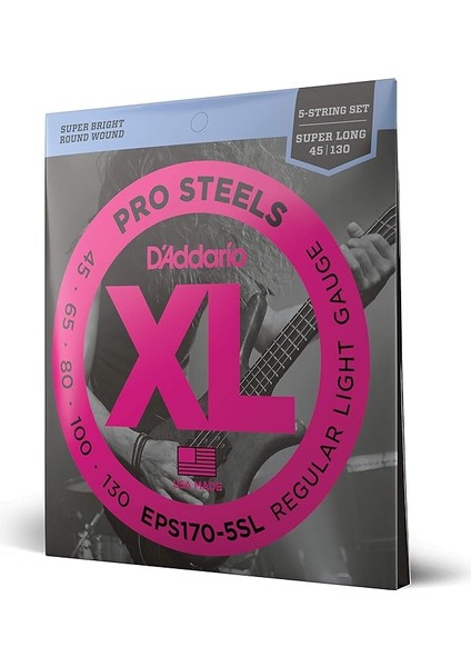 EPS170-5SL Bas Gitar Tel Seti, 5 Telli, Xl, 45-130, Super Lon