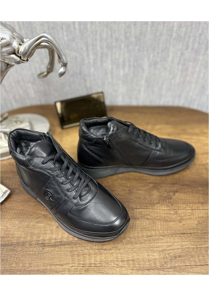 Erkek Hakiki Deri Içi Yünlü Kışlık Yarım Bot - Siyah - 42 fiyatları