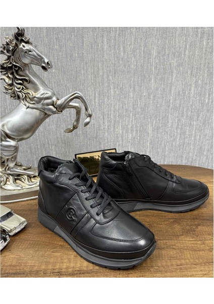 Erkek Hakiki Deri Içi Yünlü Kışlık Yarım Bot - Siyah - 42 modelleri