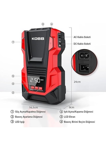 KB220 12V 150 Psı Dijital Basınç Göstergeli Araç Kompresörü modelleri
