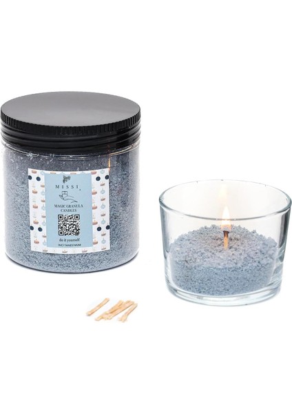 Sandal Kokulu Mavi Yaratıcı Tozu Mum (30 Adet Fitil ile BIRLIKTE)-250 gr