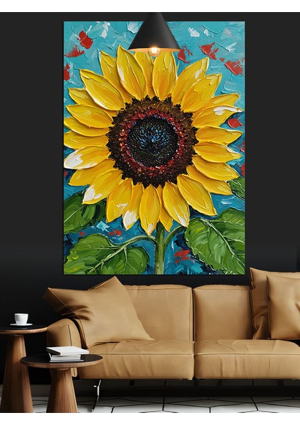 Canlı Sarı Renkli Büyük Parlak Ayçiçeği Dekoratif Kanvas - Mdf Ahşap Tablo modelleri