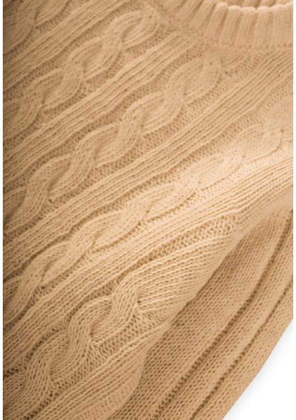 Saç Örgülü Kazak 1-8 Yaş Hardal Sarı modelleri