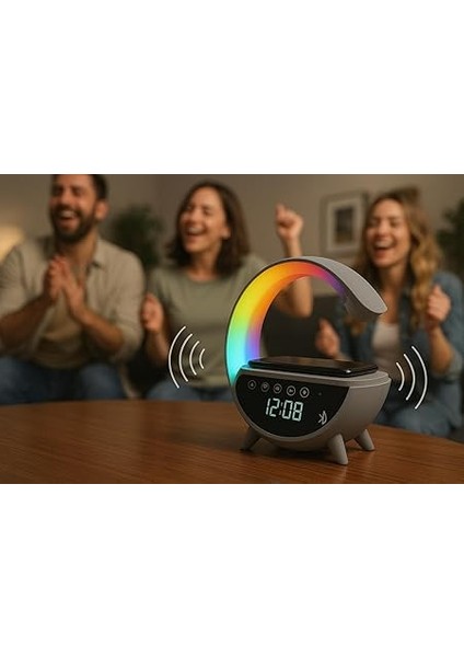 Işıklı Kablosuz Şarjlı Bluetooth Hoparlörlü Alarm Saati – Mükemmel Ses, Işık ve Konfor Tek Bir Cihazda! indirimleri