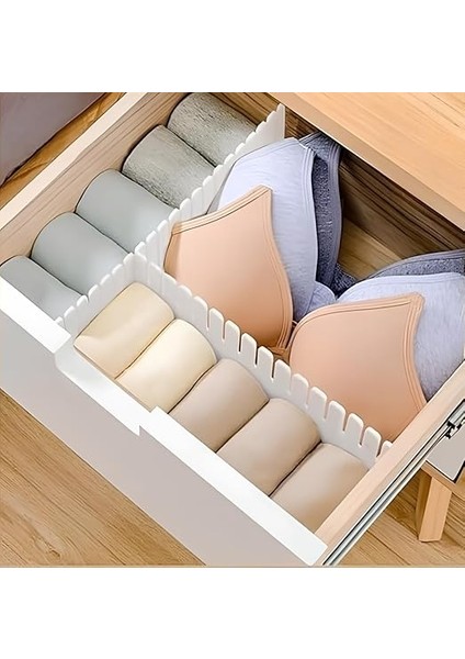 4'lü Plastik Ayarlanabilir Çekmece Düzenleyici Organizer - Iç Içe Geçmeli Kesilebilir - 8CMX43CM - Mutfak Iç Çamaşırı Çorap Sütyen Dolap Takı Makyaj (4) modelleri
