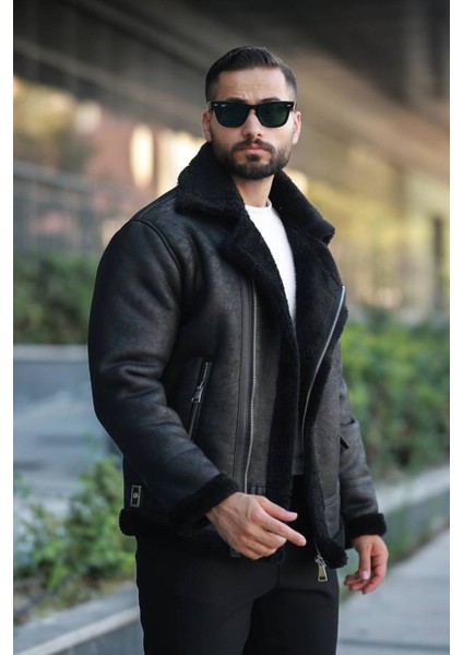 Kışlık Kürklü Napa Deri Biker Mont - Şık ve Sıcak Tasarım