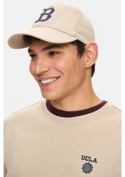 Valley Koyu Bej Bisiklet Yaka Baskılı Standard Fit Erkek Sweatshirt indirimleri