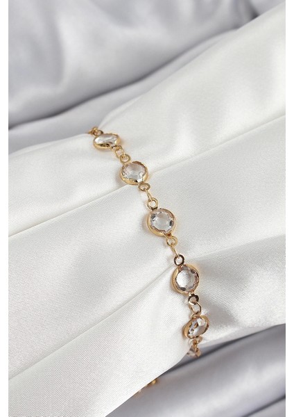 Bfs Pirinç Gold Renk Zirkon Taşlı Kadın Bileklik