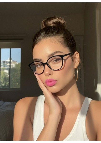 Tokyo Cat Eye Siyah Mavi Işık Korumalı Gözlük Popüler Model Çekik Kedi Gözlük