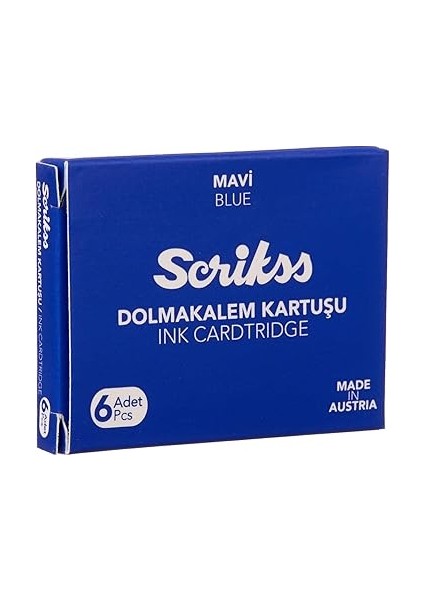 Kartuş Dolma Kalem Kartuşu 6'lı Blister 10'lu Paket Mavi fiyatları